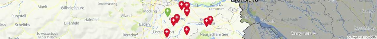 Kartenansicht für Apotheken-Notdienste in der Nähe von Sommerein (Bruck an der Leitha, Niederösterreich)